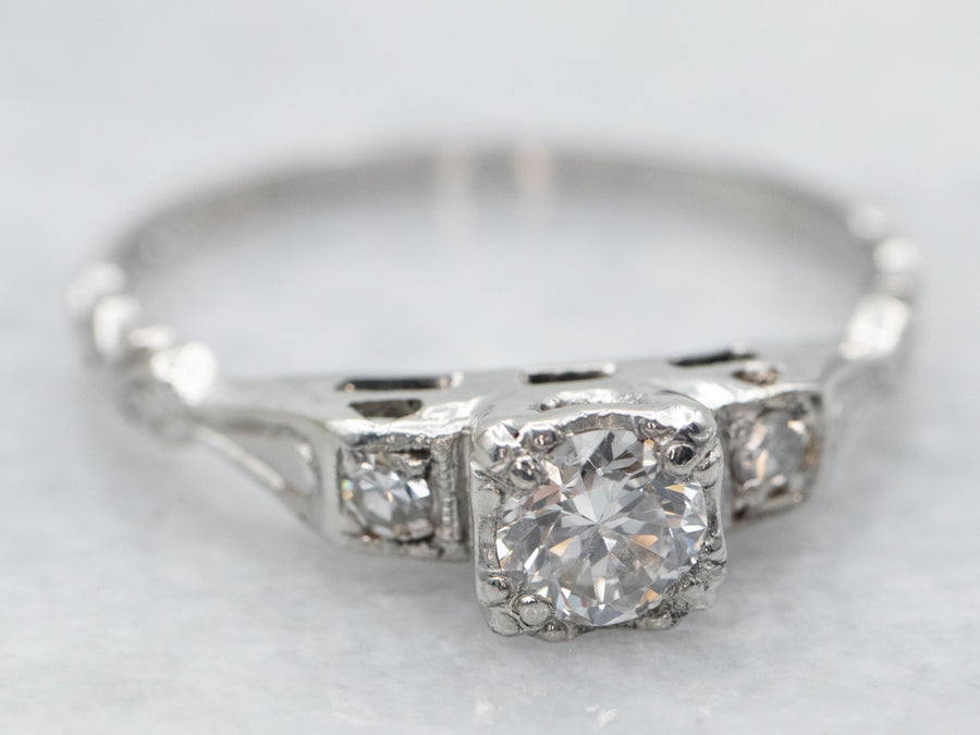 Retro Era Platinum Diamond Engagement Ring