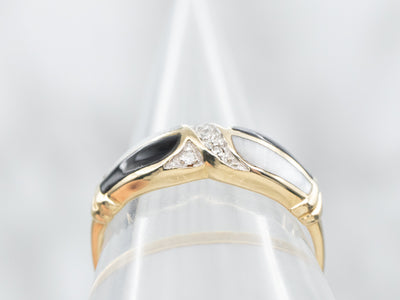 Mother of Pearl Onyx and Diamond Band