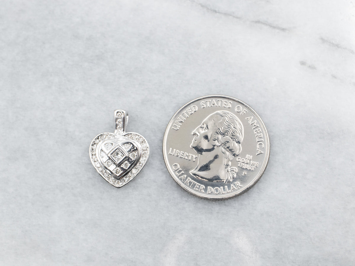 Platinum Princess and Round Cut Diamond Heart Pendant
