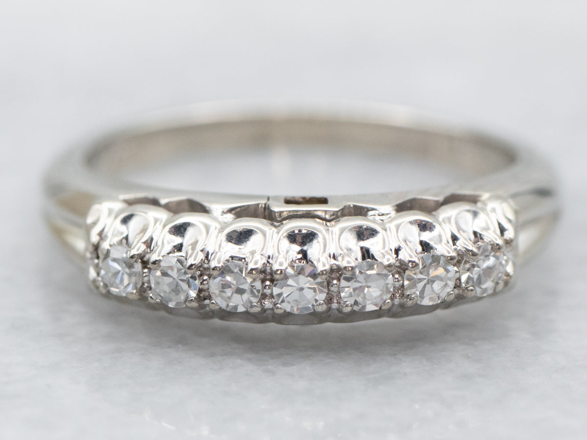 Scalloped White Gold Diamond Band
