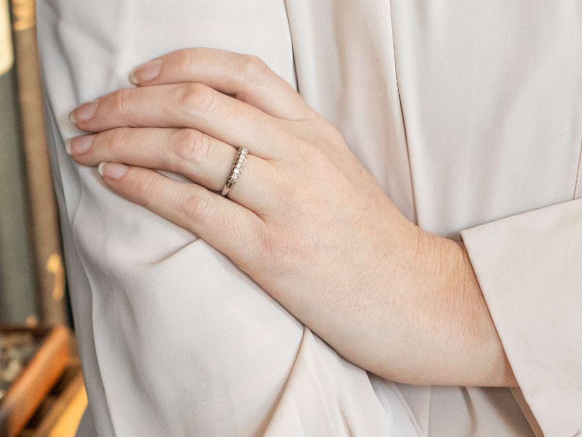 Scalloped White Gold Diamond Band