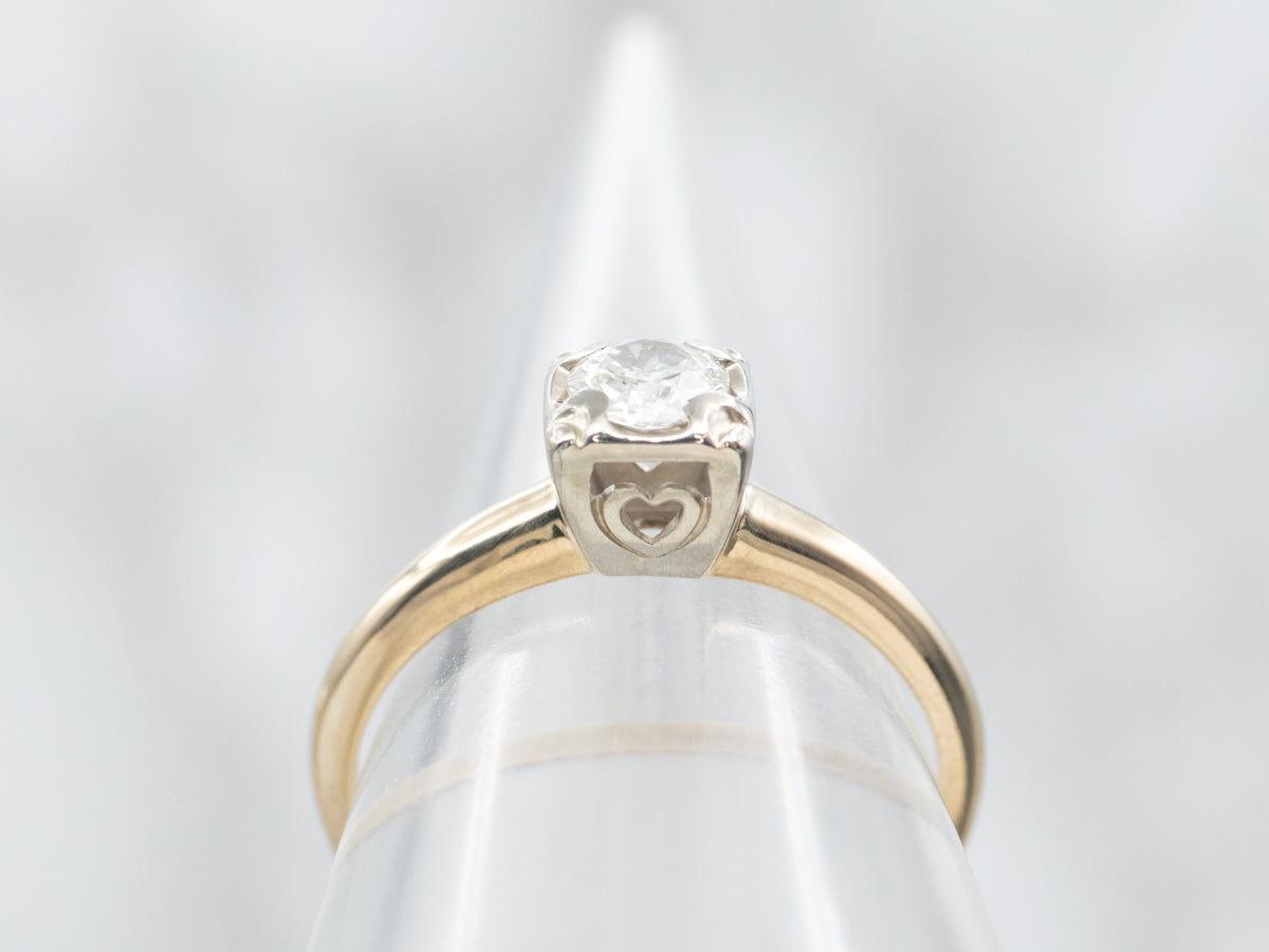 Sweetheart European Cut Diamond Solitaire Engagement Ring