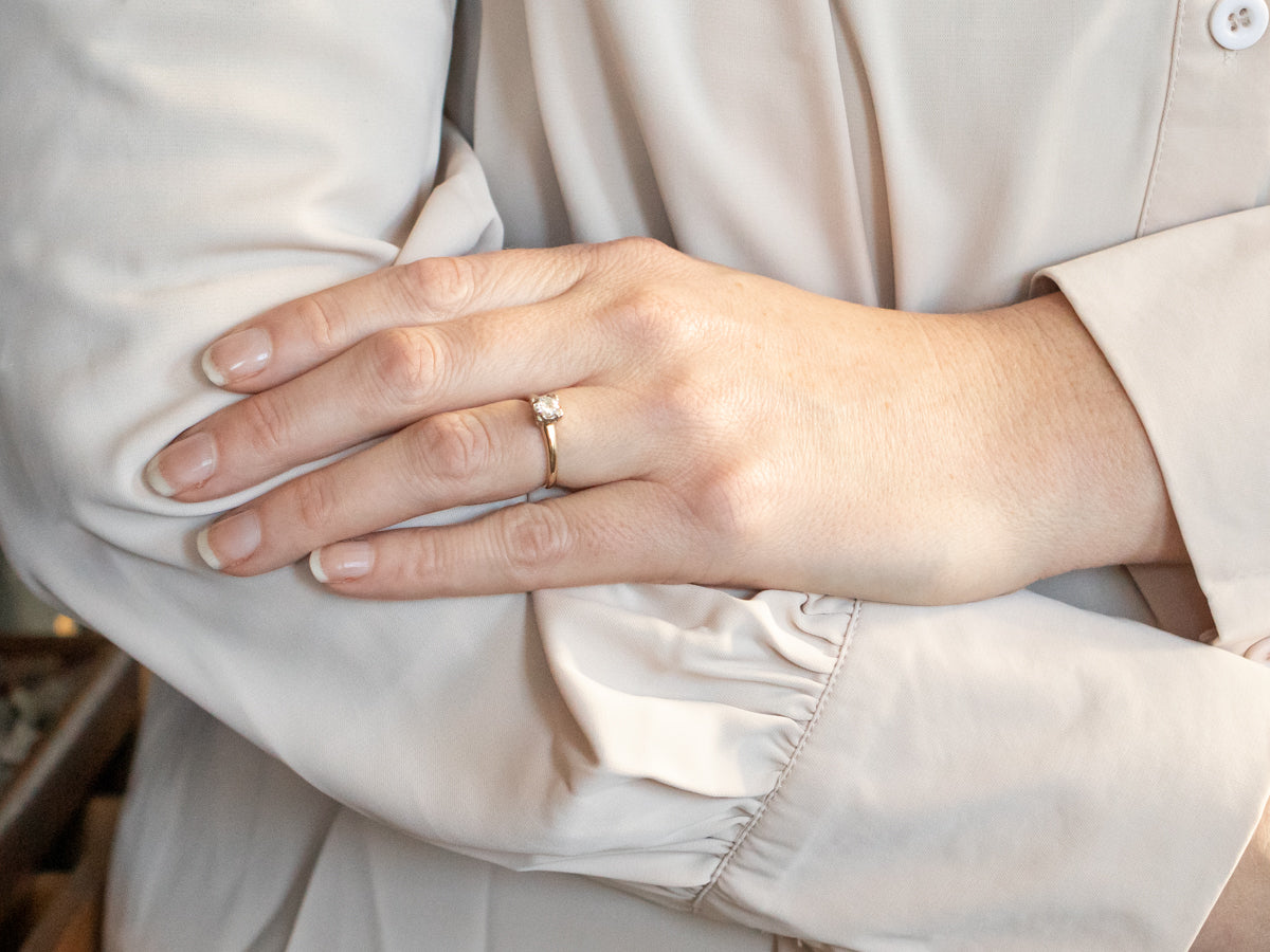 Sweetheart European Cut Diamond Solitaire Engagement Ring