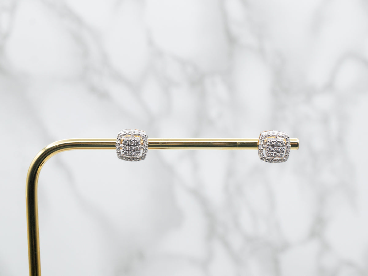 Stunning Two Tone Diamond Stud Earrings