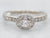 White Gold Round Cut Diamond Engagement Ring with East West Diamond Halo and Diamond Shoulders