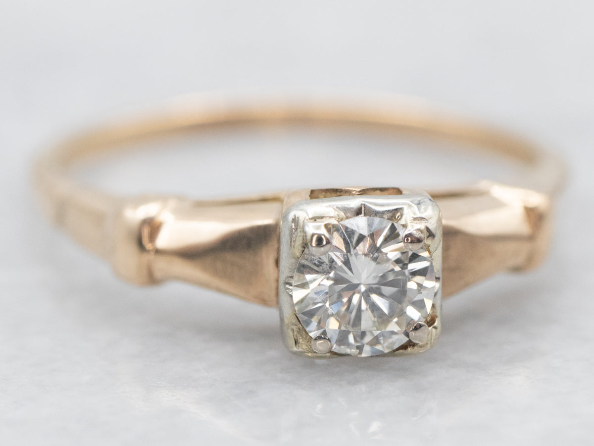 Two Tone Diamond Solitaire Engagement Ring