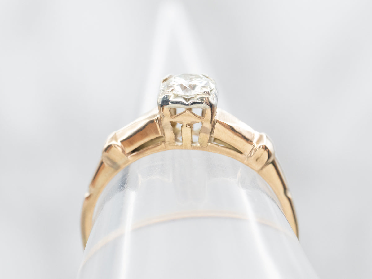 Two Tone Diamond Solitaire Engagement Ring
