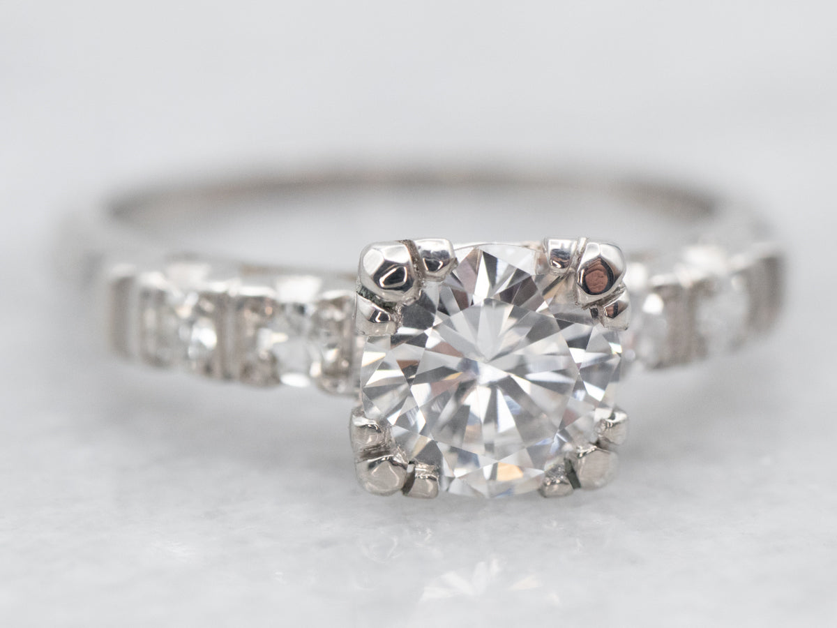 Platinum Diamond Engagement Ring with Diamond Accents