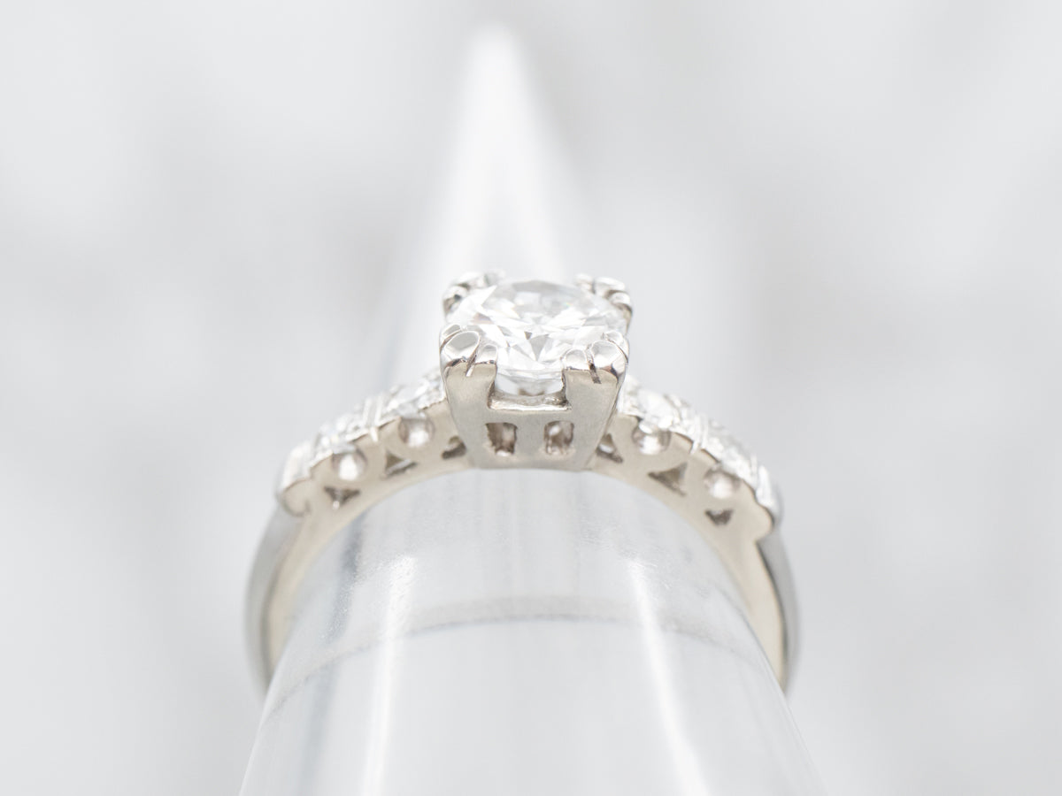 Platinum Diamond Engagement Ring with Diamond Accents