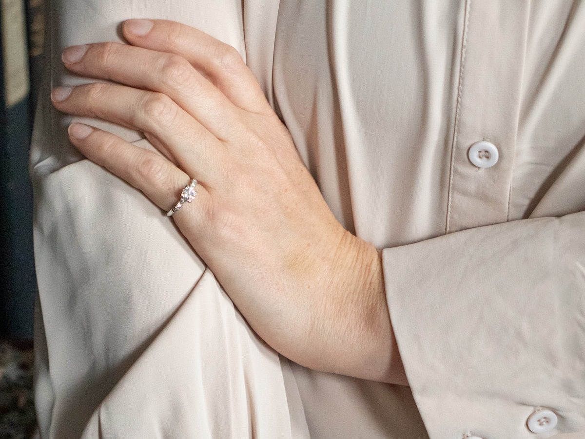 Platinum Diamond Engagement Ring with Diamond Accents