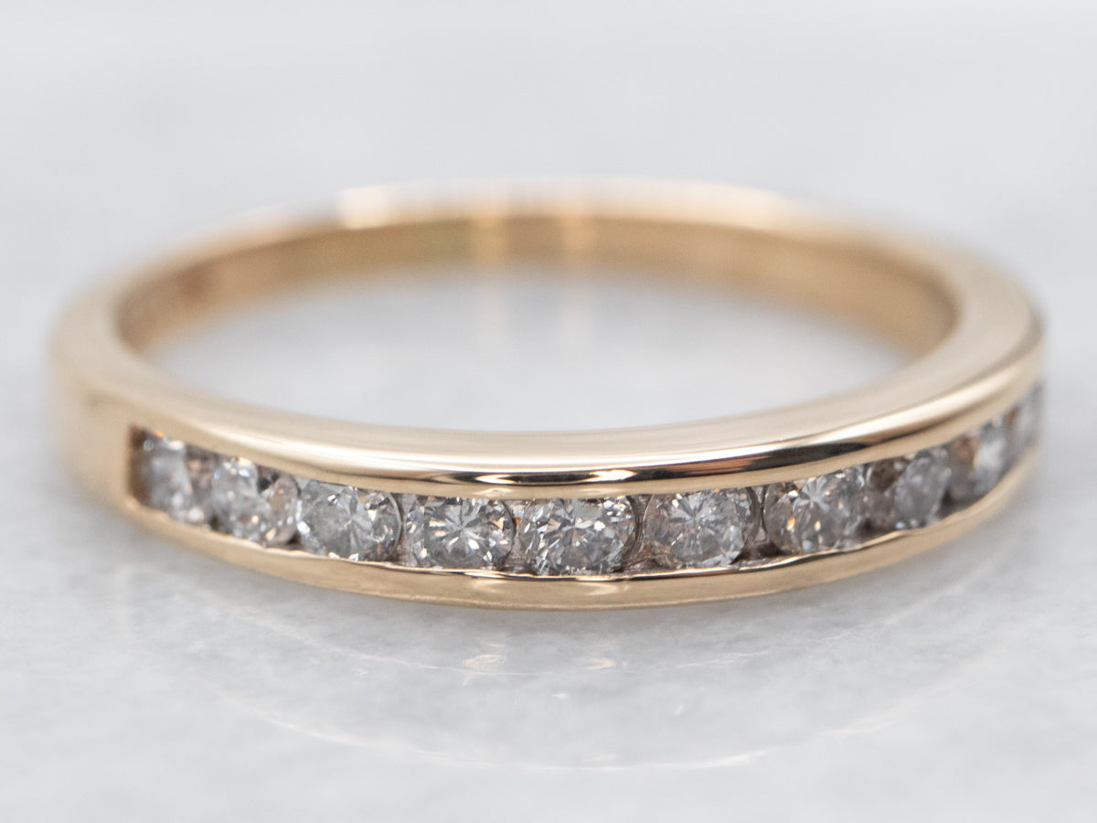 Yellow Gold Channel Set Diamond Wedding Band