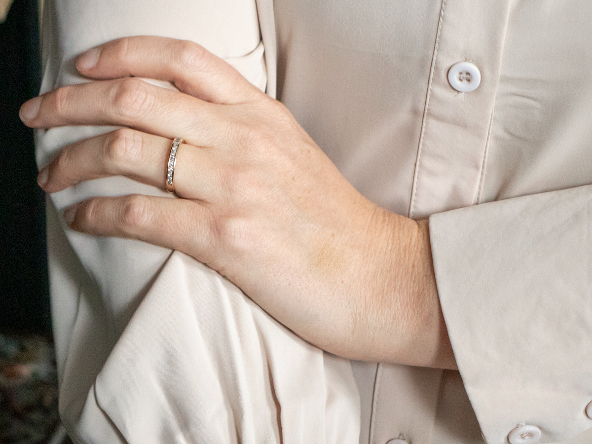 Yellow Gold Channel Set Diamond Wedding Band