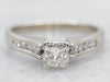 Mixed Metal Diamond Engagement Ring with Diamond Shoulders