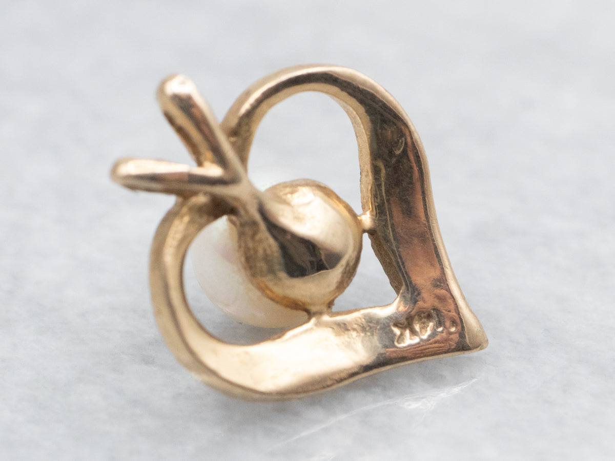 Sweetheart Saltwater Pearl Gold Heart Pendant