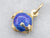 Vintage Gold Blue Enamel Fish Charm Pendant