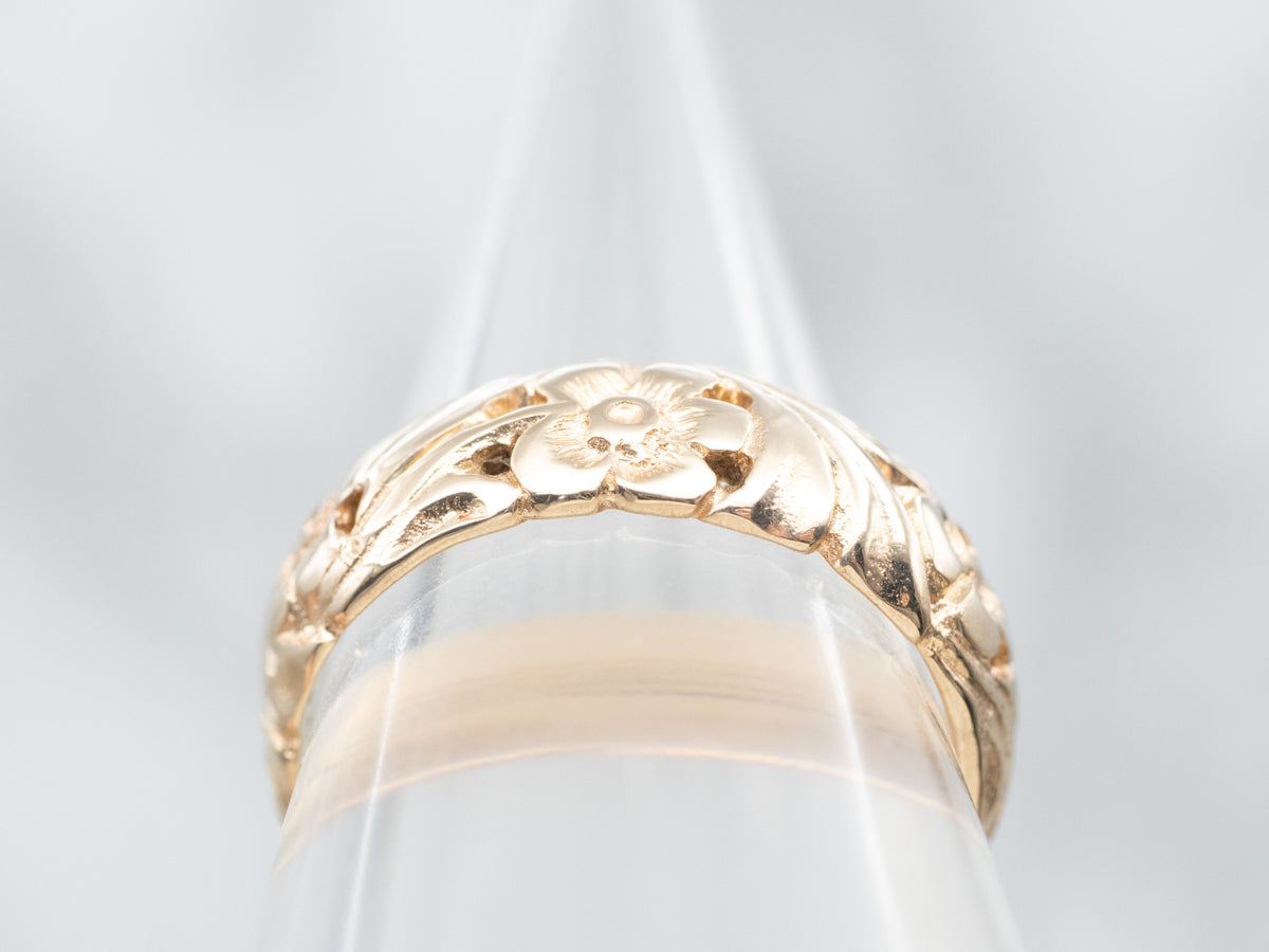 Yellow Gold Floral Wedding Band
