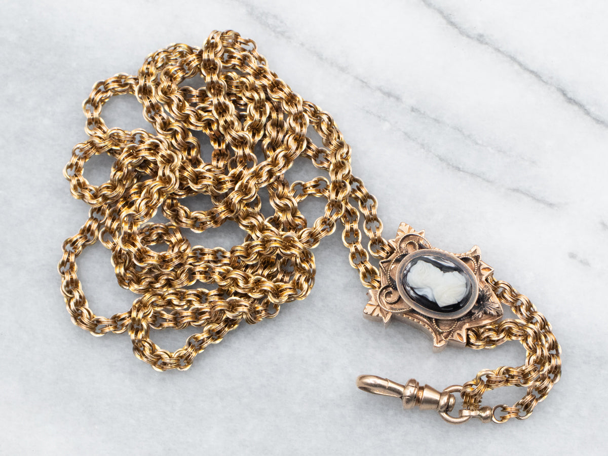 新品 2WAY STONE LIKE SLIDE CHAIN NECKLACE（Antique Gold
