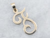 Yellow Gold Letter "F" in French Script Pendant