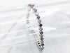 White Gold Round Cut Diamond and Sapphire Tennis Bracelet with Box Clasp