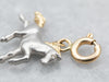 Two Tone White and Yellow Gold Trotting Horse Charm with Spring Ring Bail