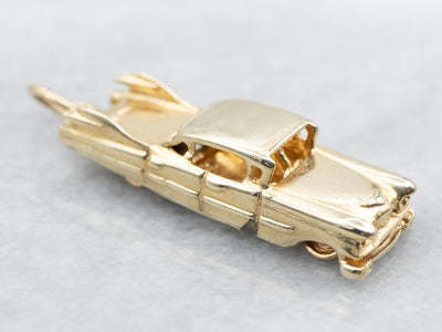 Yellow Gold Car Charm with Spinning Wheels