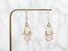 Yellow Gold Citrine and Pink Tourmaline Drop Dangle Earrings