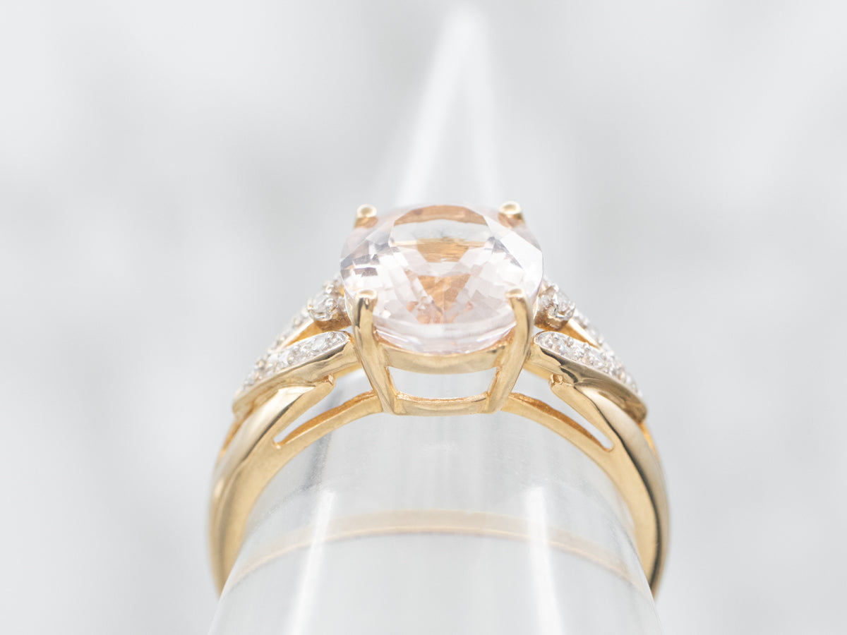 Modern Gold Morganite and Diamond Ring