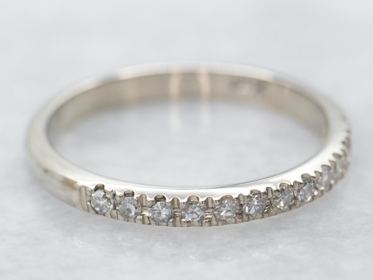 Thin White Gold Diamond Band