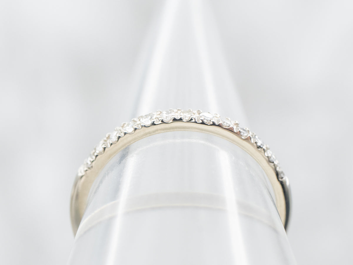 Thin White Gold Diamond Band