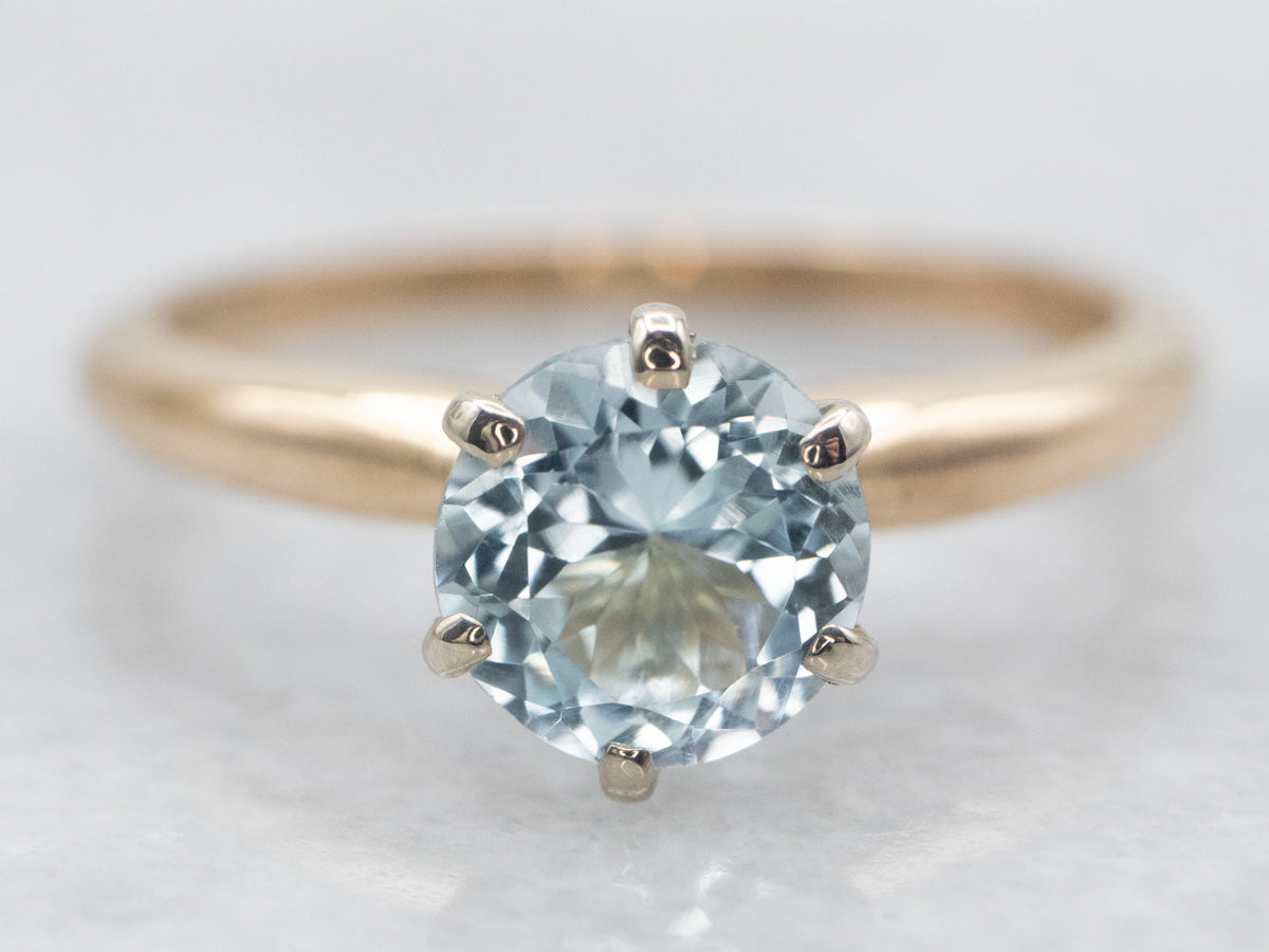 Round Cut Blue Topaz Solitaire Ring