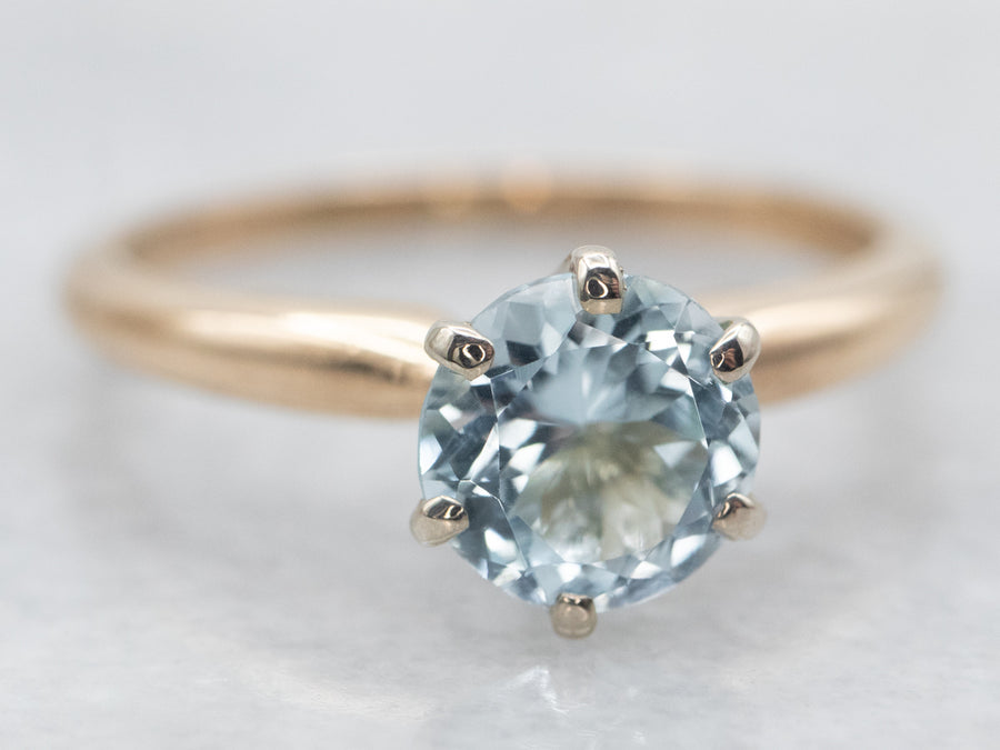 Round Cut Blue Topaz Solitaire Ring