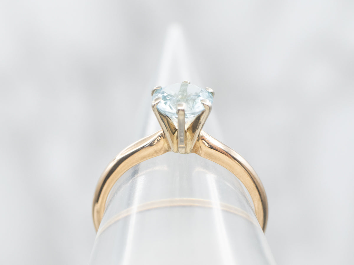 Round Cut Blue Topaz Solitaire Ring