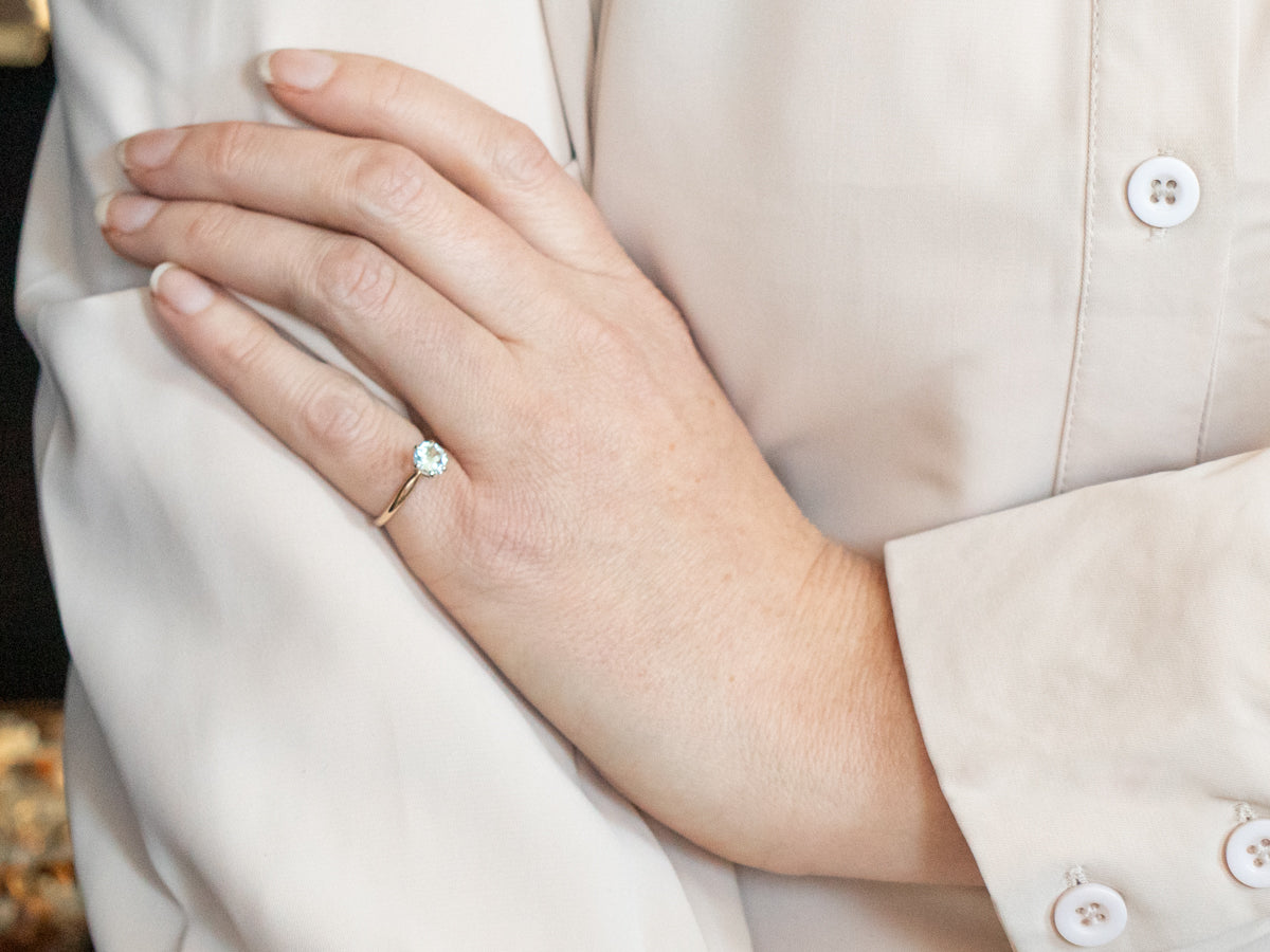Round Cut Blue Topaz Solitaire Ring