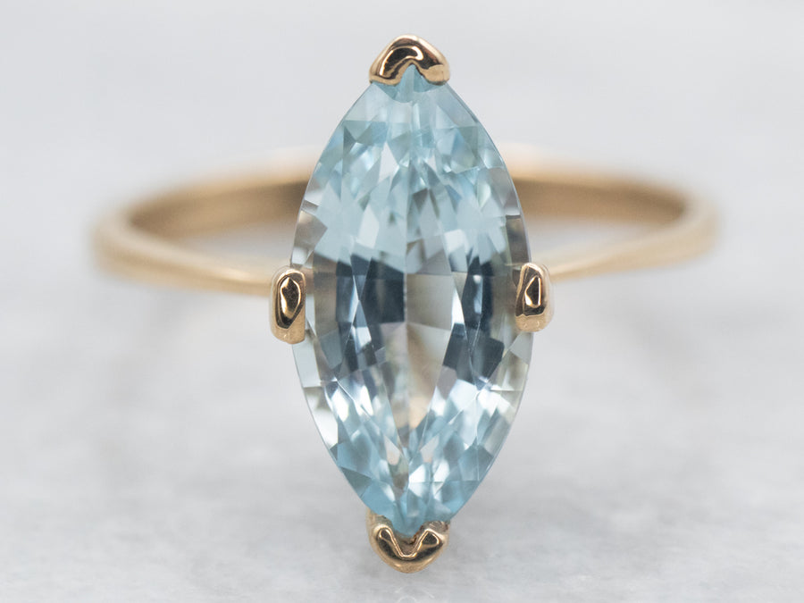 Marquise Cut Blue Topaz Solitaire Ring