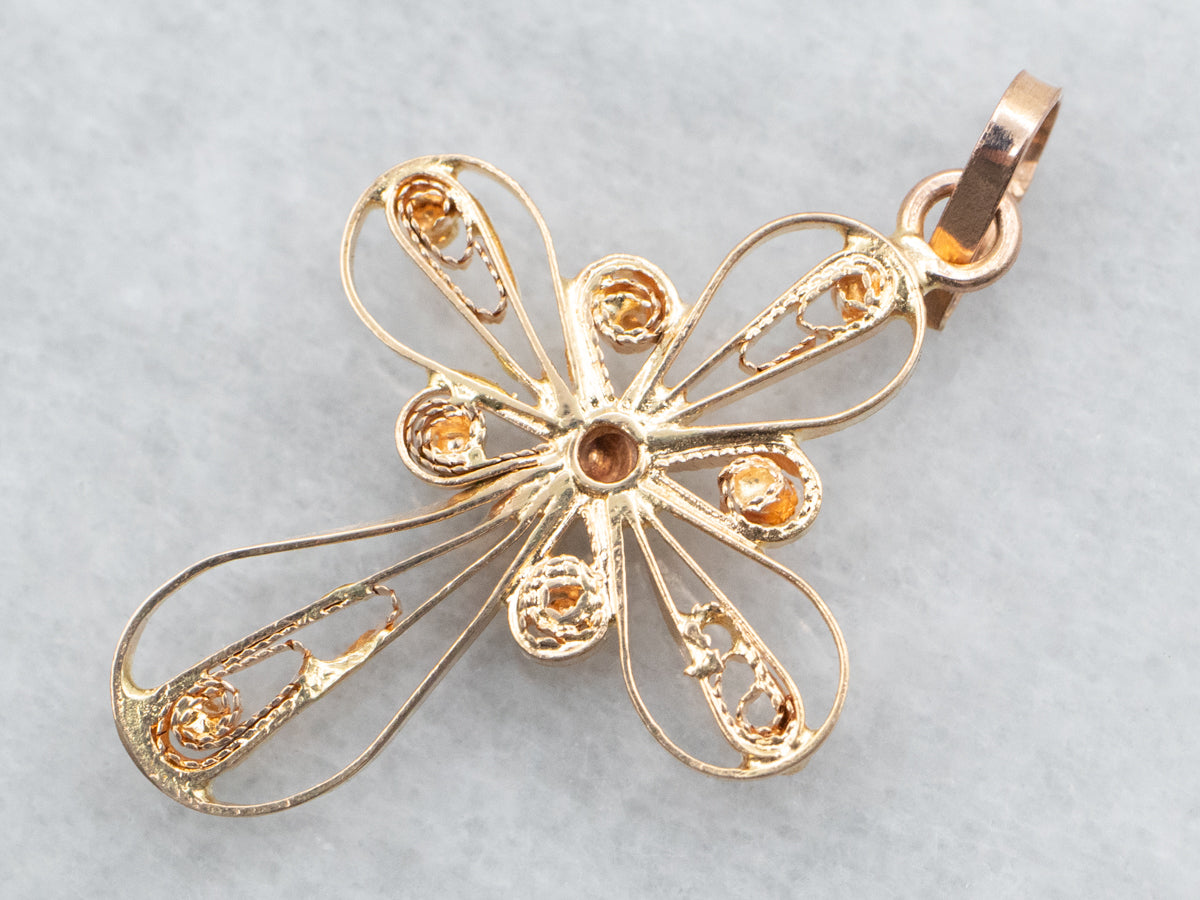 Yellow Gold Filigree Cross Pendant