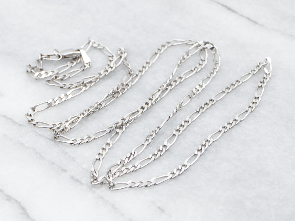 White Gold Figaro Chain with Lobster Clasp