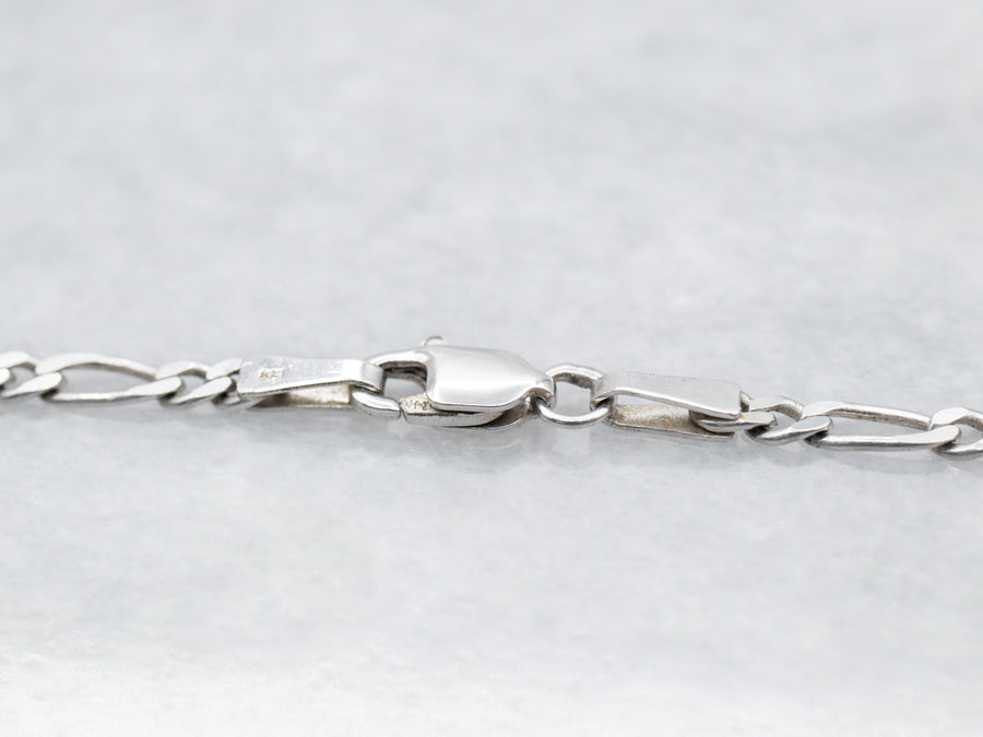 White Gold Figaro Chain with Lobster Clasp