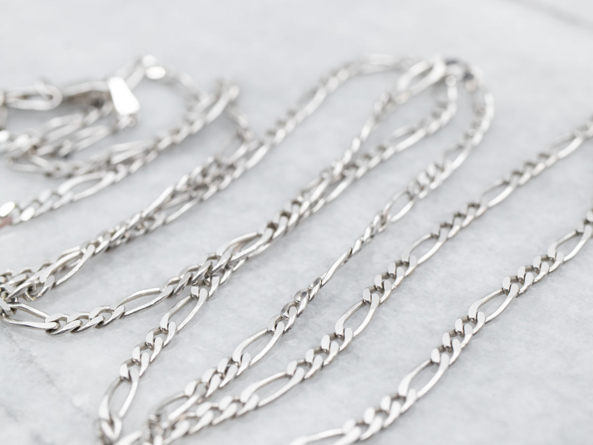 White Gold Figaro Chain with Lobster Clasp