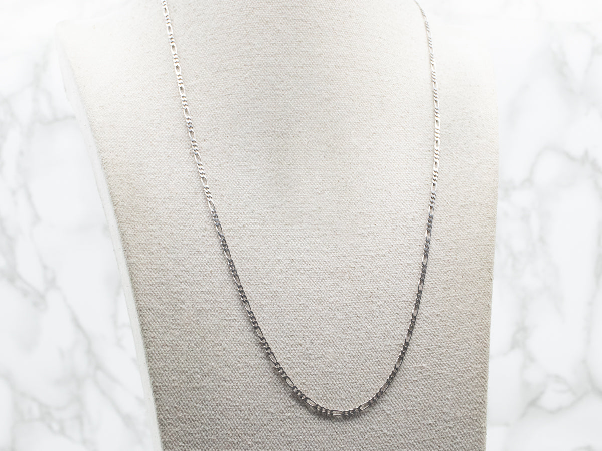 White Gold Figaro Chain with Lobster Clasp