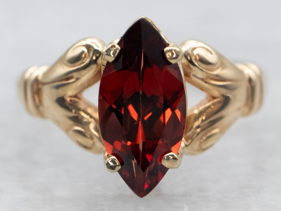 Vintage Marquise Cut Garnet Ring