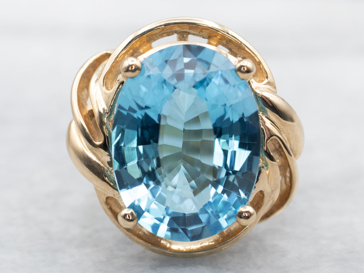 Bold Blue Topaz Yellow Gold Cocktail Ring