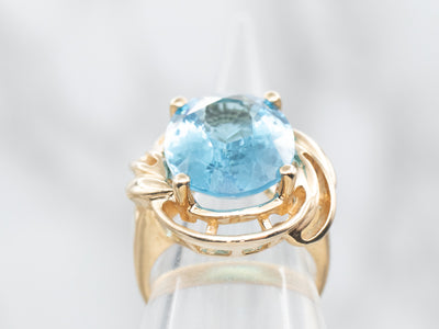 Bold Blue Topaz Yellow Gold Cocktail Ring