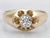 Yellow Gold Belcher Set European Cut Diamond Solitaire Engagement Ring