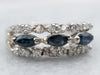 White Gold East to West Marquise Cut Sapphire Ring with Diamond Accents