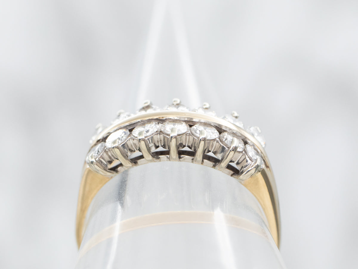 Yellow Gold Double Row Diamond Wedding Band