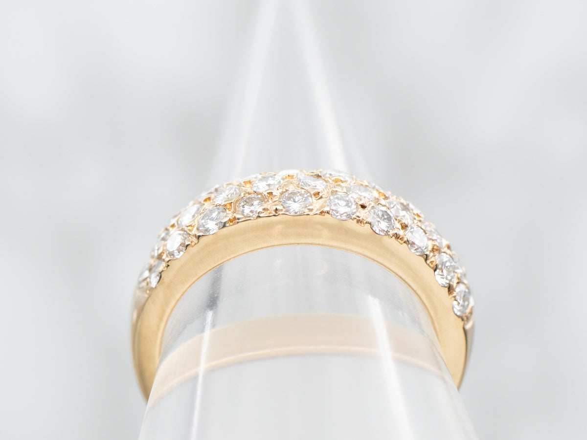 Yellow Gold Triple Row Diamond Encrusted Band