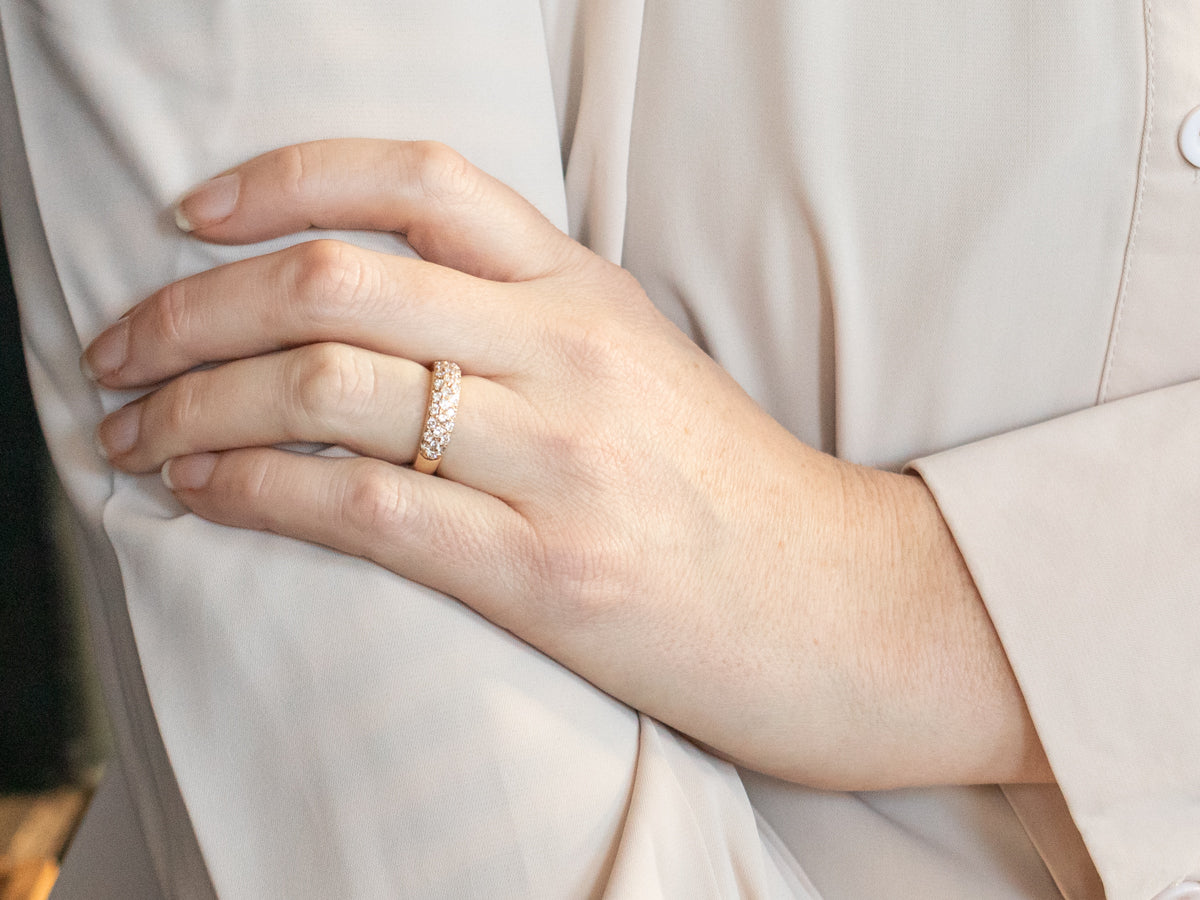 Yellow Gold Triple Row Diamond Encrusted Band