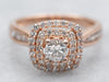 Modern Rose Gold Diamond Engagement Ring with Double Diamond Halo