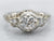 White Gold Art Deco European Cut Diamond Engagement Ring with Diamond Accents