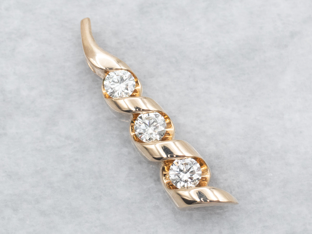 Yellow Gold Diamond Spiral Pendant